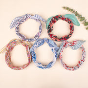 Set of 5 - Block Printed Paisley & Floral Scarf, Handmade Hair Or Neck Wrap, Boho Unisex Sustainable Fashion Gift Accessory