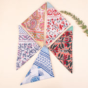 Set of 5 - Block Printed Paisley & Floral Scarf, Handmade Hair Or Neck Wrap, Boho Unisex Sustainable Fashion Gift Accessory