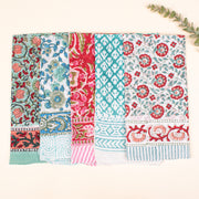 Set of 5 - Organic Cotton Bandana, Block Printed Neck & Hair Wrap, Lightweight Paisley Scarf, Unisex Eco-Friendly Gift