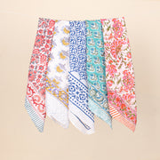 Set of 5 - Soft Cotton Block Print Bandana, Organic Paisley Headwrap, Lightweight Boho Style Summer Accessory, Men & Women Eco-Friendly Gift