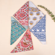 Set of 5 - Soft Cotton Block Print Bandana, Organic Paisley Headwrap, Lightweight Boho Style Summer Accessory, Men & Women Eco-Friendly Gift