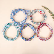 Set of 5 - Soft Organic Fabric Wrap For Summer, Hand Block Printed Bandana, Ideal Unisex Gift, Accessory For Pets & Bikers