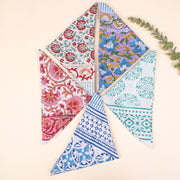 Set of 5 - Soft Organic Fabric Wrap For Summer, Hand Block Printed Bandana, Ideal Unisex Gift, Accessory For Pets & Bikers