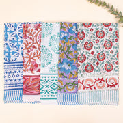 Set of 5 - Soft Organic Fabric Wrap For Summer, Hand Block Printed Bandana, Ideal Unisex Gift, Accessory For Pets & Bikers