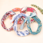 Set of 5 - Paisley Block Print Bandana, Handmade Hair Or Neck Wrap, Boho Style Cotton Scarf, Gift For Him Or Her & Summer Accessory