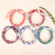 Set of 5 - Paisley Block Print Bandana, Handmade Hair Or Neck Wrap, Boho Style Cotton Scarf, Gift For Him Or Her & Summer Accessory