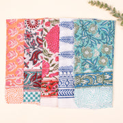 Set of 5 - Paisley Block Print Bandana, Handmade Hair Or Neck Wrap, Boho Style Cotton Scarf, Gift For Him Or Her & Summer Accessory