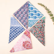 Pack of 5 - Summer Bandana, Print Bohemian Soft Cotton, Block Printed Head Or Neck Scarf, Unisex Cotton Bandana