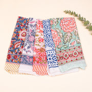 Set of 5 - Cotton Bandanas, Neck & Wrist Scarf, Unisex Vintage Style Bandanas, Hand block Printed Head Wrap, Festival & Outdoor Accessory