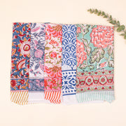 Set of 5 - Cotton Bandanas, Neck & Wrist Scarf, Unisex Vintage Style Bandanas, Hand block Printed Head Wrap, Festival & Outdoor Accessory