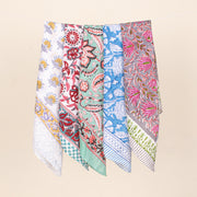 5-piece Cotton Bandanas, Unisex Vintage Style Bandanas, Hand block Printed Head Scarf, Festival & Outdoor Bandana Accessory