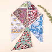 5-piece Cotton Bandanas, Unisex Vintage Style Bandanas, Hand block Printed Head Scarf, Festival & Outdoor Bandana Accessory