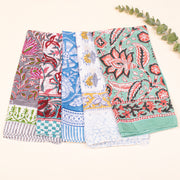 5-piece Cotton Bandanas, Unisex Vintage Style Bandanas, Hand block Printed Head Scarf, Festival & Outdoor Bandana Accessory