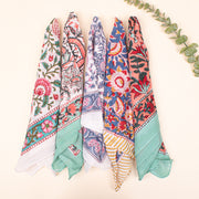 Multi-Color 5 Pack Cotton Bandana, Block Print Head Wrap, Vintage Style Scarf, Neck Tie For Men & Women Wrap, Sustainable Cotton Hanky Gift