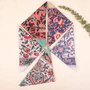 Multi-Color 5 Pack Cotton Bandana, Block Print Head Wrap, Vintage Style Scarf, Neck Tie For Men & Women Wrap, Sustainable Cotton Hanky Gift