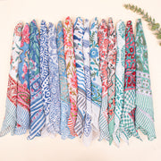 Set of 95 - Organic Cotton Bandana, Hand Block Printed Lightweight Scarf, Boho Hair Or Neck Wrap, Eco-Friendly Gift Idea