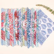 Set of 90 - Handmade Cotton Bandana, Cotton Face Scarf, Organic Block Printed Boho Wrap, Floral Design For All