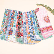 Set of 90 - Handmade Cotton Bandana, Cotton Face Scarf, Organic Block Printed Boho Wrap, Floral Design For All