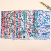 Set of 80 - Soft Handmade Cotton Bandana, Lightweight Scarf, Organic Block Printed Wrap, Sustainable Unisex Fashion Gift For All