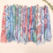 Set of 75 - Cotton Bandana, Hand Block Printed Floral Wrap, Lightweight Accessory For Pet & Bikers, Sustainable Artisan Gift Accessory