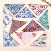 Set of 75 - Cotton Bandana, Hand Block Printed Floral Wrap, Lightweight Accessory For Pet & Bikers, Sustainable Artisan Gift Accessory
