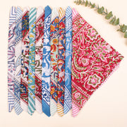Set of 75 - Cotton Bandana, Hand Block Printed Floral Wrap, Lightweight Accessory For Pet & Bikers, Sustainable Artisan Gift Accessory
