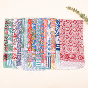Set of 75 - Cotton Bandana, Hand Block Printed Floral Wrap, Lightweight Accessory For Pet & Bikers, Sustainable Artisan Gift Accessory