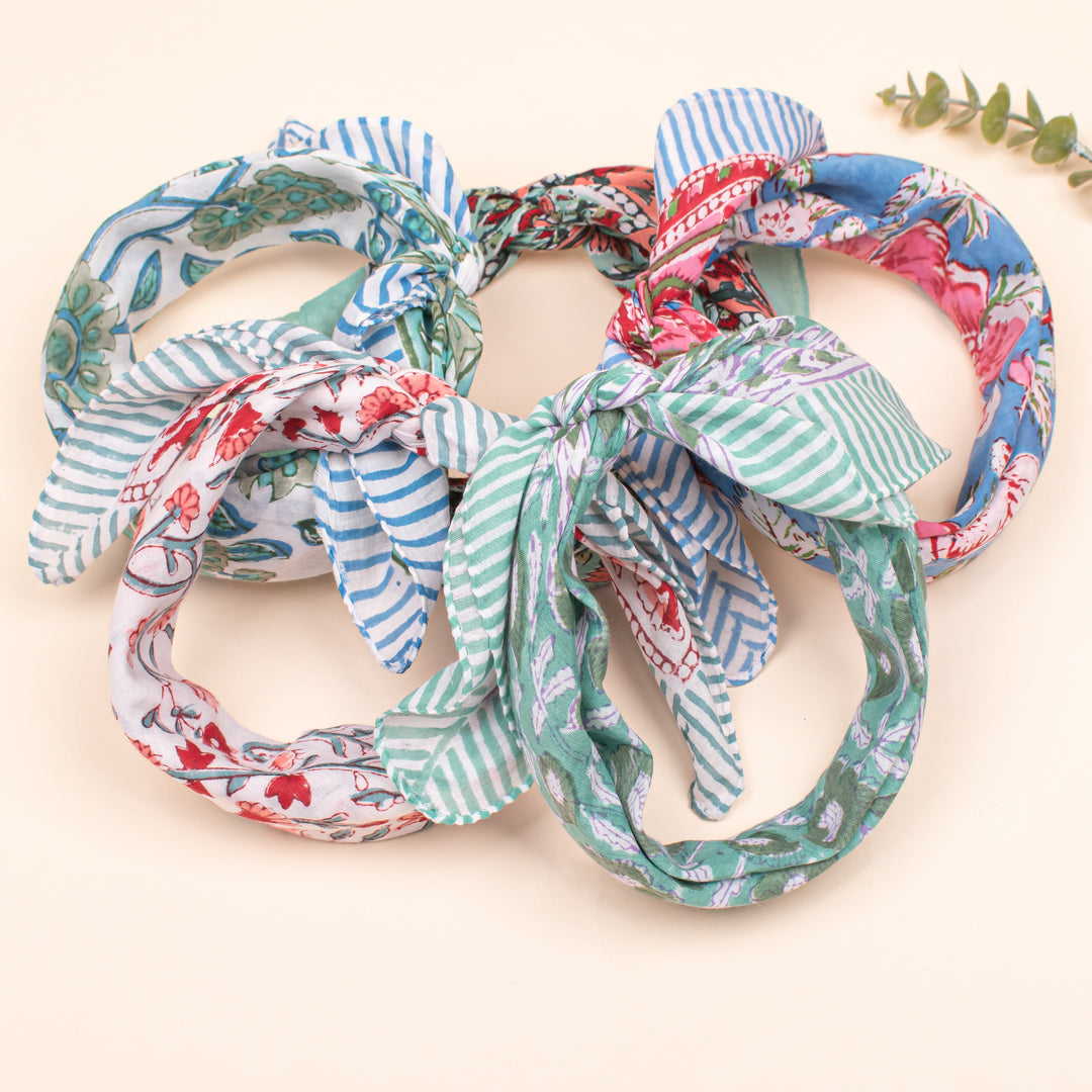 Set of 70 - Handmade Organic Scarf, Sustainable Gift, Paisley Floral Boho Cotton Bandana, Unisex Eco-Friendly Accessory