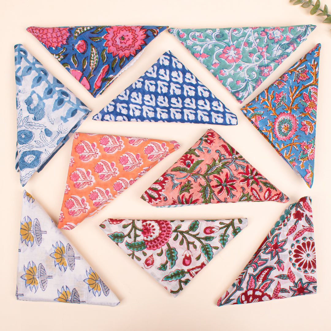 Set of 70 - Handmade Organic Scarf, Sustainable Gift, Paisley Floral Boho Cotton Bandana, Unisex Eco-Friendly Accessory