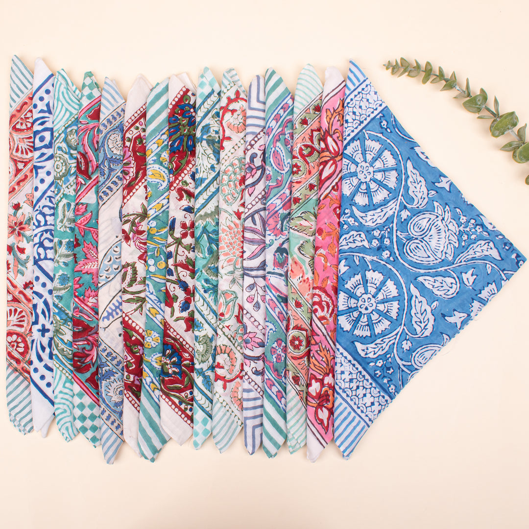 Set of 70 - Handmade Organic Scarf, Sustainable Gift, Paisley Floral Boho Cotton Bandana, Unisex Eco-Friendly Accessory