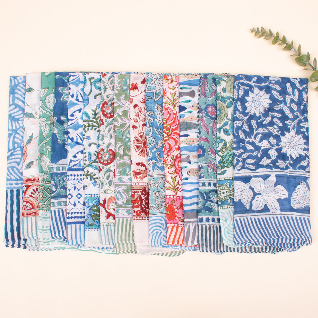 Set of 70 - Handmade Organic Scarf, Sustainable Gift, Paisley Floral Boho Cotton Bandana, Unisex Eco-Friendly Accessory