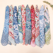 65 Piece - Organic Cotton Bandana, Block Printed Cotton Bandana, Lightweight Scarf, Boho Hair Or Neck Wrap, Eco-Friendly Gift