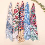 60 piece - Block Printed Paisley & Floral Scarf, Handmade Hair Or Neck Wrap, Unisex Sustainable Fashion Gift, Organic Cotton Bandana