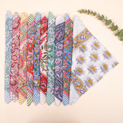 60 piece - Block Printed Paisley & Floral Scarf, Handmade Hair Or Neck Wrap, Unisex Sustainable Fashion Gift, Organic Cotton Bandana