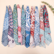 Set of 55 - Organic Block Printed Scarf, Eco-Friendly Gift, Boho Cotton Bandana, Handmade Wrap, Unisex Bandanas