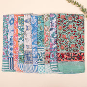 Set of 55 - Organic Block Printed Scarf, Eco-Friendly Gift, Boho Cotton Bandana, Handmade Wrap, Unisex Bandanas