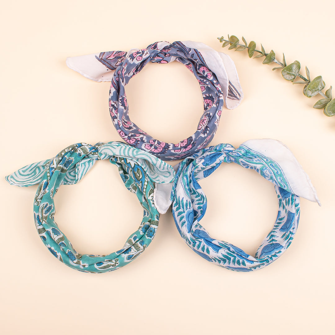Set of 3 Pcs - Summer Cotton Bandanas, Bandana Scarf for Men & Women, Headband Bandana Scarf, Reusable Bandanas