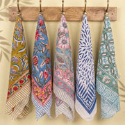 Cotton Bandanas, Unisex Vintage Style Bandanas, Hand block Printed Head Scarf, Festival & Outdoor Bandana Accessory - 5pcs