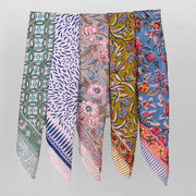 Cotton Bandanas, Unisex Vintage Style Bandanas, Hand block Printed Head Scarf, Festival & Outdoor Bandana Accessory - 5pcs