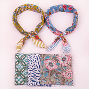 Cotton Bandanas, Unisex Vintage Style Bandanas, Hand block Printed Head Scarf, Festival & Outdoor Bandana Accessory - 5pcs