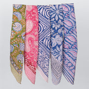 Cotton Bandanas, Neck & Wrist Scarf, Unisex Vintage Style Bandanas, Hand block Printed Head Wrap, Festival & Outdoor Accessory - 5pcs