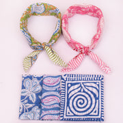 Cotton Bandanas, Neck & Wrist Scarf, Unisex Vintage Style Bandanas, Hand block Printed Head Wrap, Festival & Outdoor Accessory - 5pcs