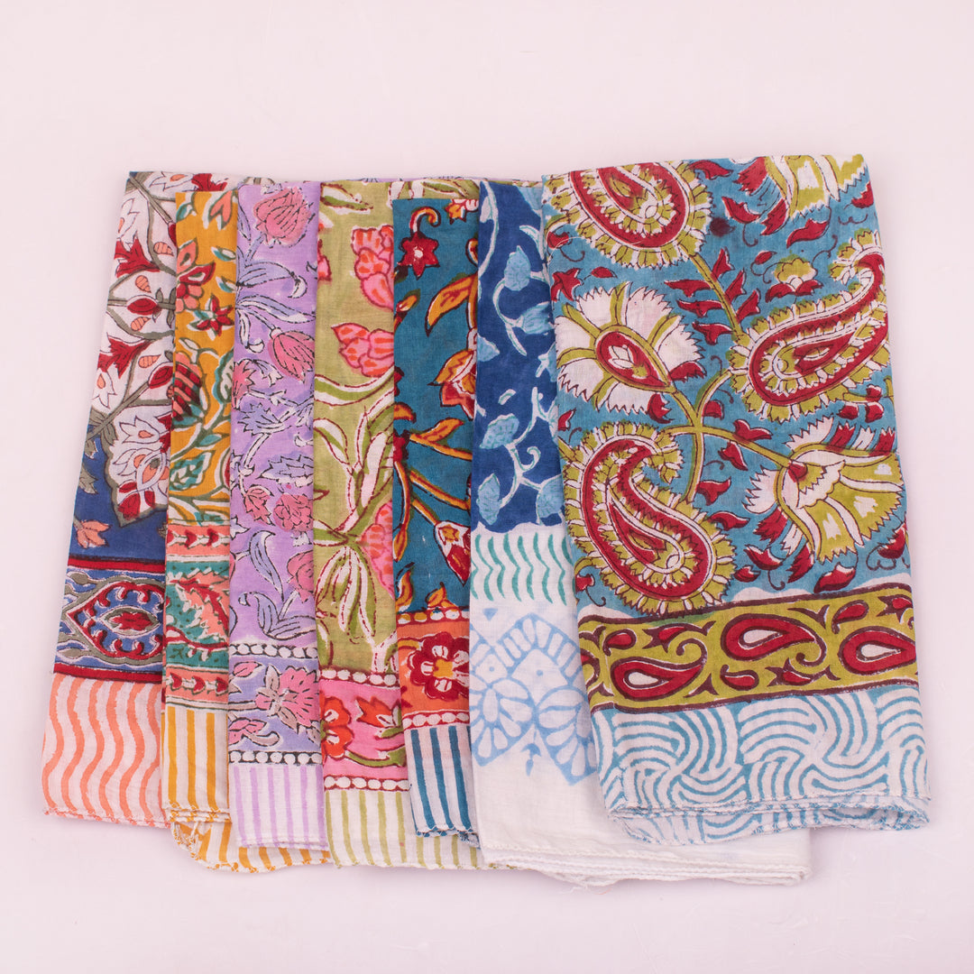 Pure Cotton Bandanas, Lightweight Handcrafted Cotton Bandana, Organic Cotton Bandanas, Trendy Western Scarf For Festival & Outdoor - 7pcs