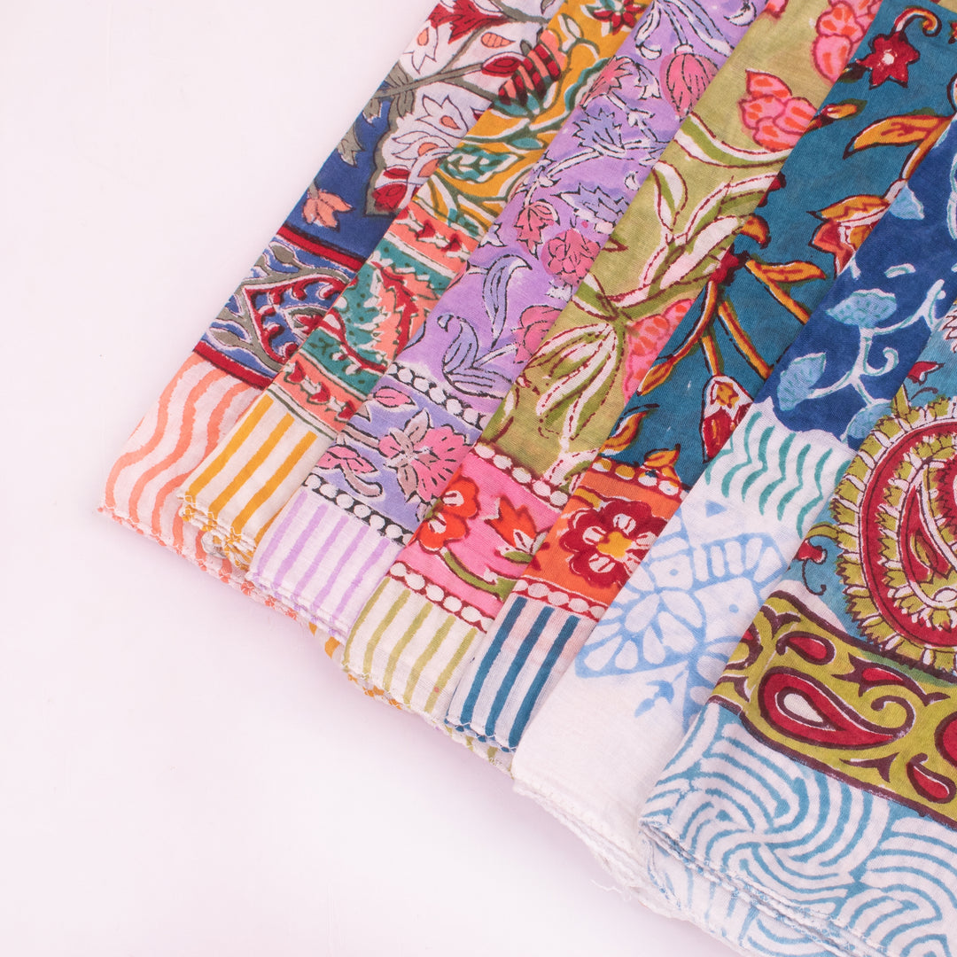 Pure Cotton Bandanas, Lightweight Handcrafted Cotton Bandana, Organic Cotton Bandanas, Trendy Western Scarf For Festival & Outdoor - 7pcs