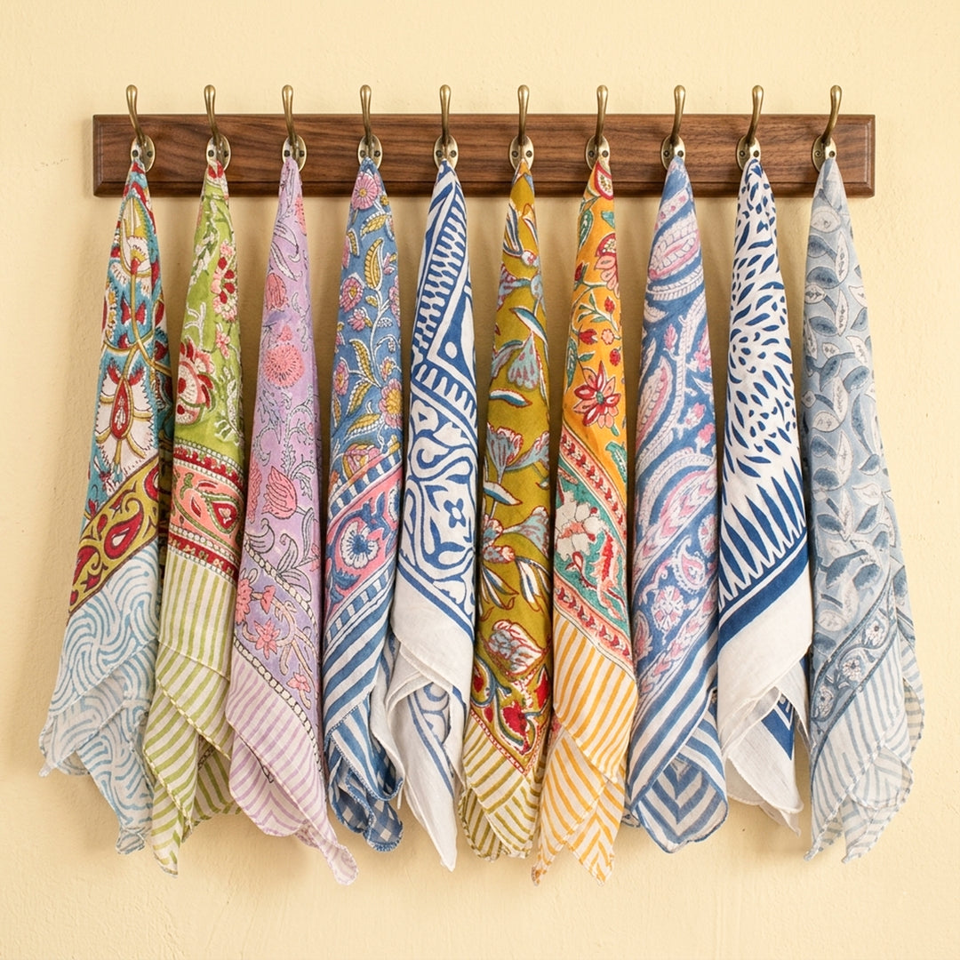 Printed Cotton Bandanas, Unisex Neck & Head Wrap, Lightweight Bandana, Eco-Friendly Scarf, Style Cotton Bandana - 10pcs