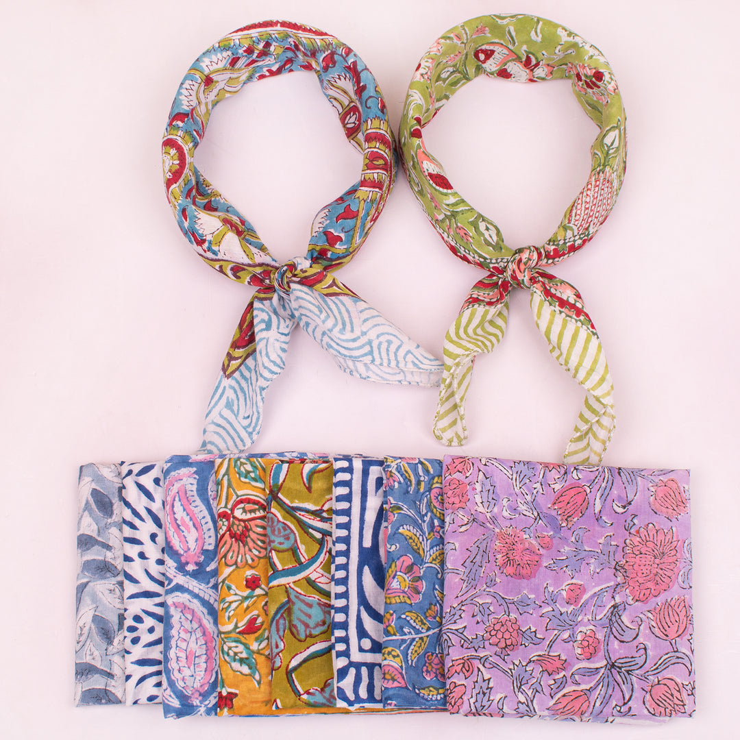 Printed Cotton Bandanas, Unisex Neck & Head Wrap, Lightweight Bandana, Eco-Friendly Scarf, Style Cotton Bandana - 10pcs