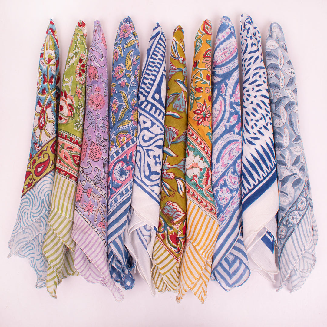 Printed Cotton Bandanas, Unisex Neck & Head Wrap, Lightweight Bandana, Eco-Friendly Scarf, Style Cotton Bandana - 10pcs