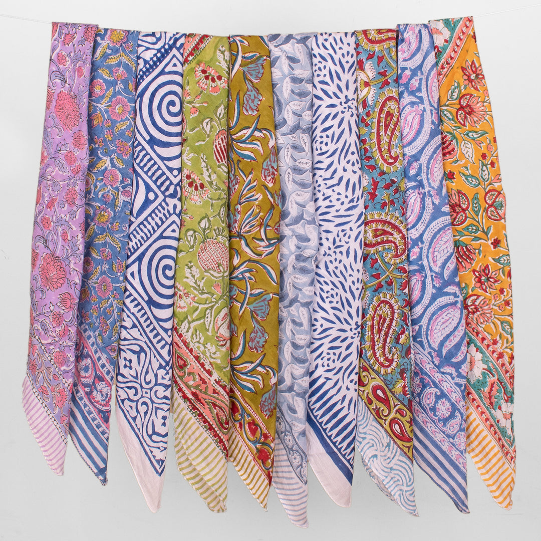 Printed Cotton Bandanas, Unisex Neck & Head Wrap, Lightweight Bandana, Eco-Friendly Scarf, Style Cotton Bandana - 10pcs