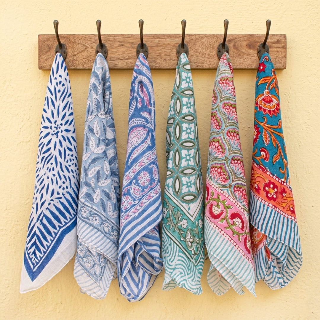 Hand Block Printed Cotton Bandana – Handmade Stylish Head Scarf for All Seasons - 6pcs