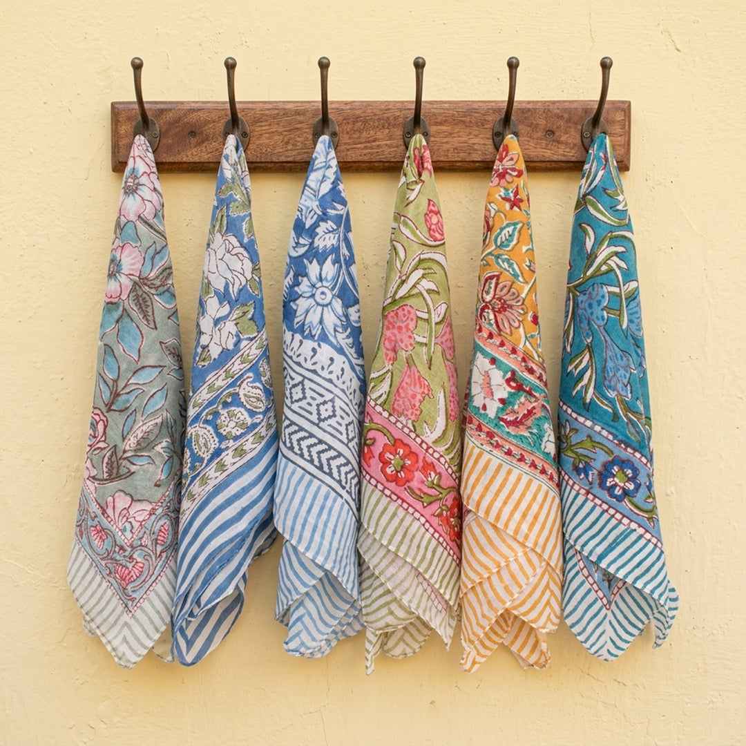 Designer Cotton Bandana – Soft Fabric Multi-Purpose Headwrap, Neck Scarf & Hair Accessory - 6ps